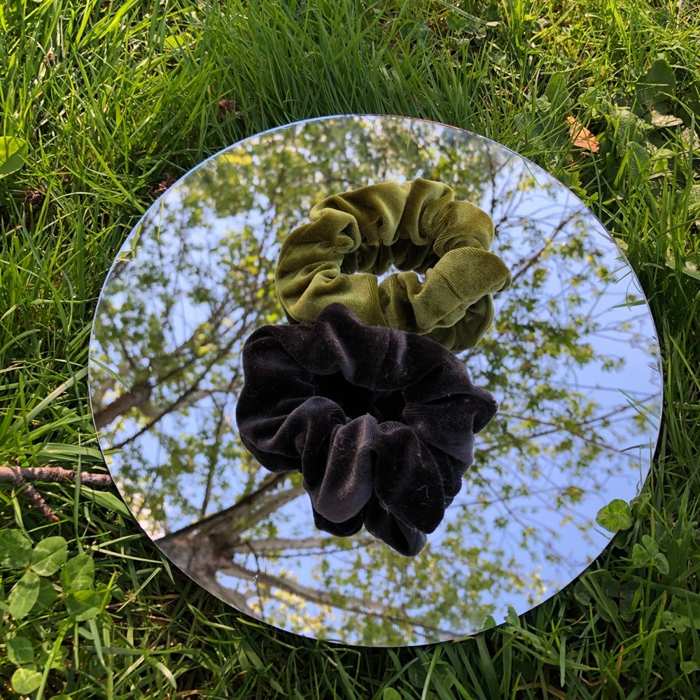 Green and Charcoal Scrunchies